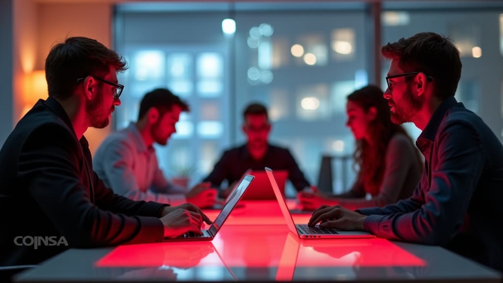 En una mesa de trabajo, varios ejecutivos de recursos humanos conversan en torno a  una computadora